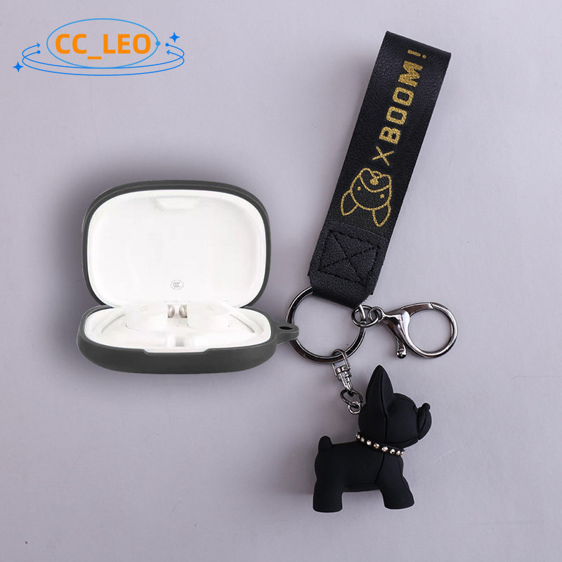 for Cleer ARC 4 Case Cute Silicone Soft Case Cartoon Bulldog Dinosaur Keychain Pendant Suitable for 