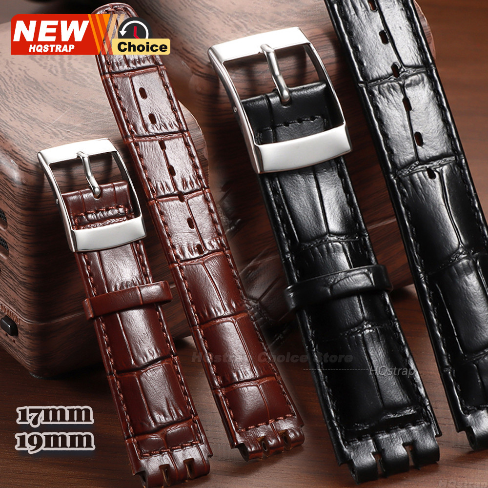17mm 19mm Chính Hãng Chính Hãng Dây Đồng Hồ Cho Đồng Hồ Swatch Dây Đeo Da Bò Vòng Tay Nam Nữ Dây Đeo