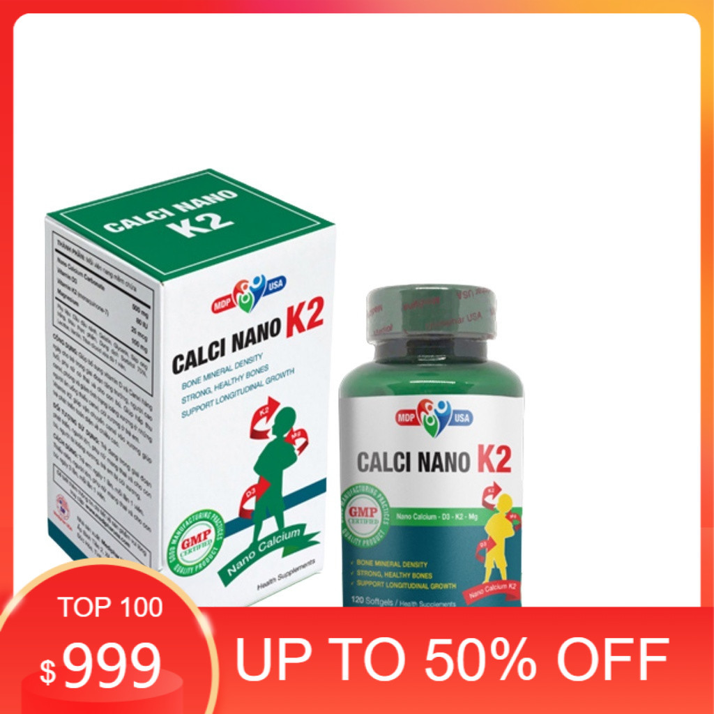 Viên uống Calci Nano K2 Mediphar lọ 120v (Thực phẩm hỗ trợ tăng cường chiều cao)