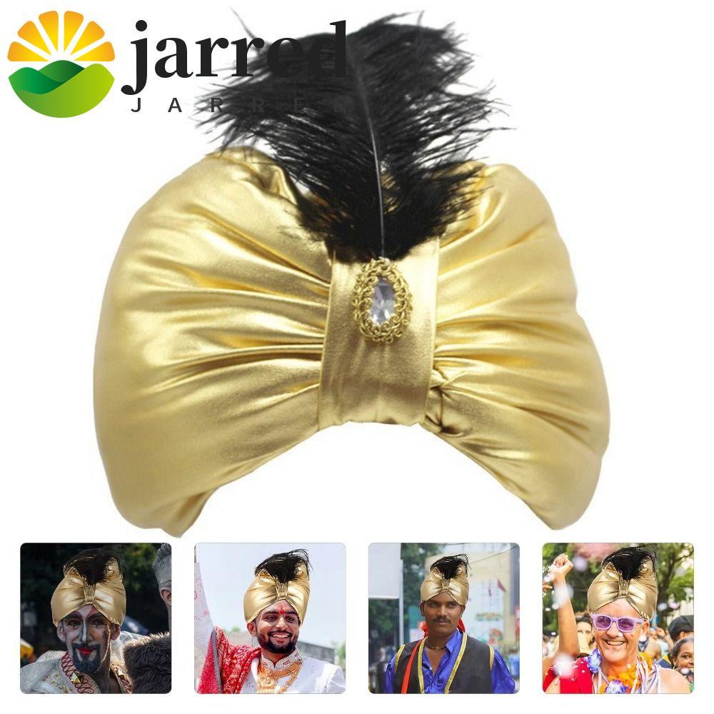 JARRED Xếp Ly Turban, Trang Điểm Mũ Ả Rập Ấn Độ Xếp Ly Mũ, Dân Tộc Mũ Quấn Đầu Vàng Sultan Trang Phụ