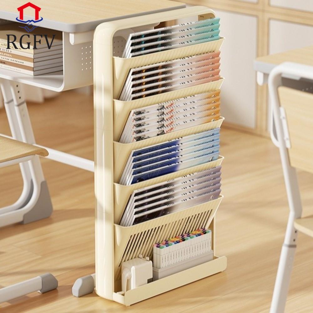 Kệ sách dung tích lớn RGFV, Cấu trúc 3 / 5 lớp Bàn học có thể tháo rời, Giá lưu trữ tạp chí treo sàn