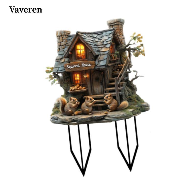 Garden Stake Sóc House 2D Yard Sign Stake cho lễ hội đường đi ngoài trời