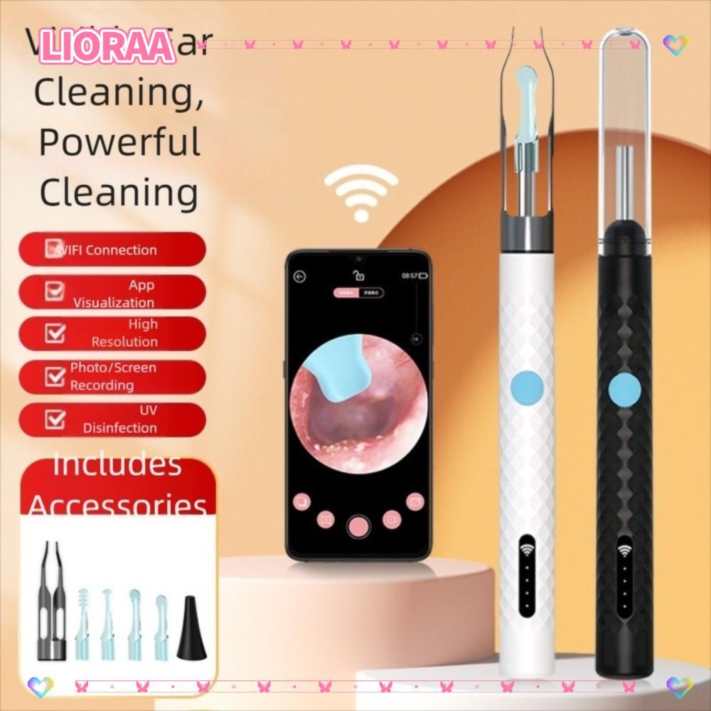 LIORA‌Một Que Tai, Đèn LED Sạc USB Máy Làm Sạch Tai, Di Động Với Camera Kết Nối WIFI Trực Quan Bộ Tẩy Sáp Tai Dụng Cụ Làm Sạch Tai