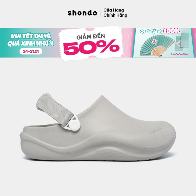 Giày Clog Unisex Suke Shondo Nhựa Đúc Đế Cao 4cm Màu Xám SUK2222