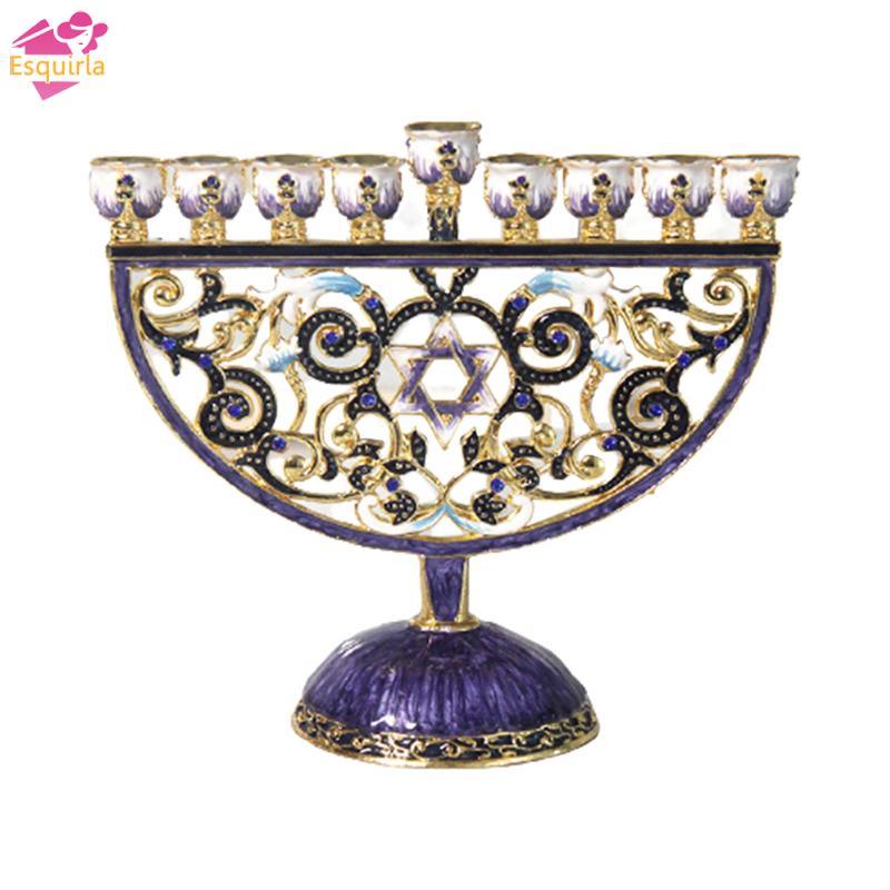 Vẽ Tay Menorah Candelabrum Tôn Giáo Bejeweled 9 Nhánh Chân Nến Đảng Bàn Trung Tâm Đồ Trang Trí