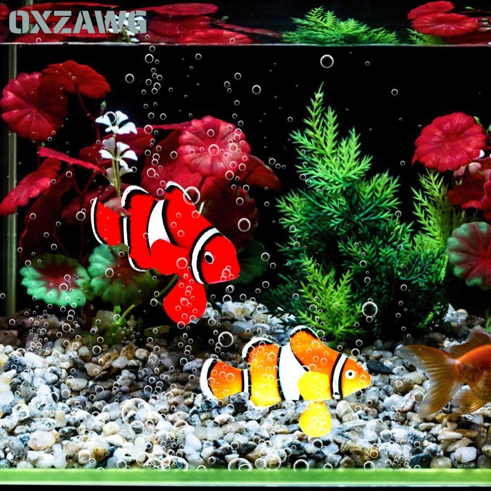 OXZAWG 4 Bộ Cá Bionic Silicon, Silicone Đỏ Xanh Cam Đen Bionic Clownfish, Tính năng phát sáng Bể cá 