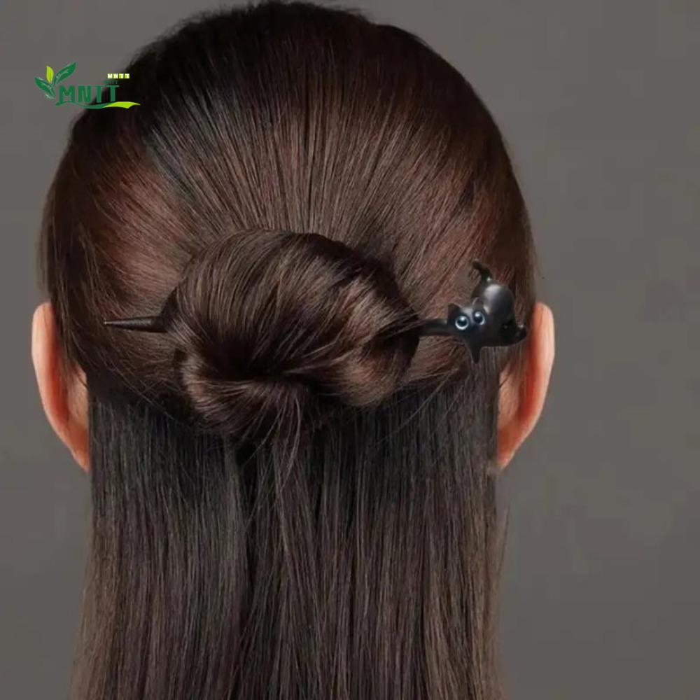 Kẹp tóc mèo gỗ đàn hương MNTT Nifty Phụ kiện Hanfu tinh tế