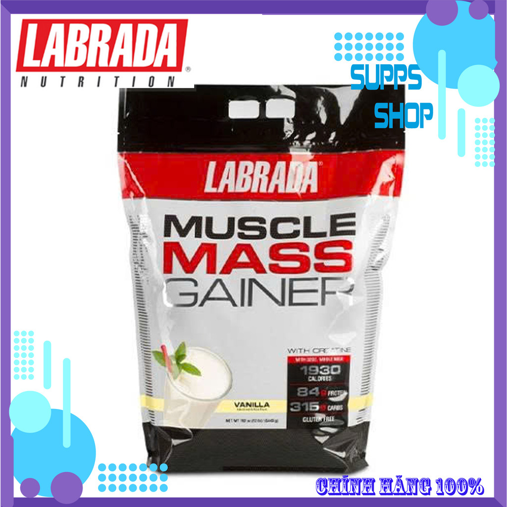 Labrada Muscle Mass Gainer – 12lbs Sữa Tăng Cân Cao Năng Lượng vị vani