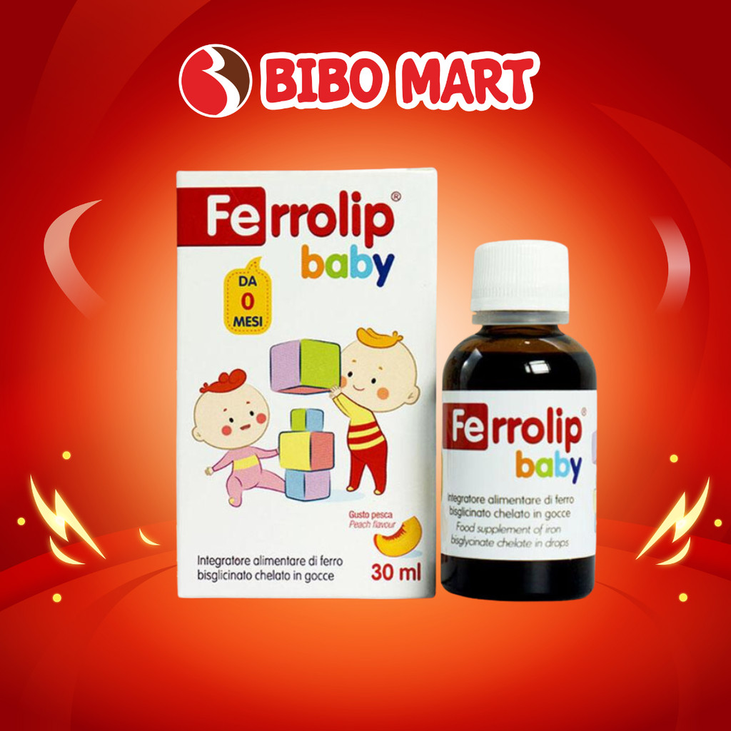 Sắt Ferrolip Baby Sắt Hữu Cơ Cho Bé Dạng Nhỏ Giọt Hương Đào Thơm Ngon Dễ Uống Dành Cho Trẻ Lọ 30mL -