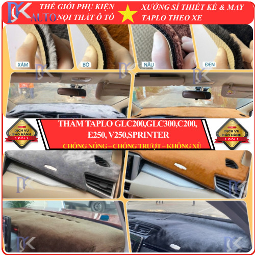 [GLC200,GLC300,C200, E250, V250,Sprinter]Thảm taplo MERCEDES da nhung tuyết 3 lớp chống nắng cao cấp