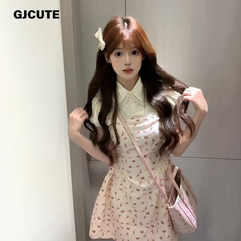 Váy ngắn công chúa dành cho sinh viên mùa hè, cổ Peter Pan giả hai mảnh