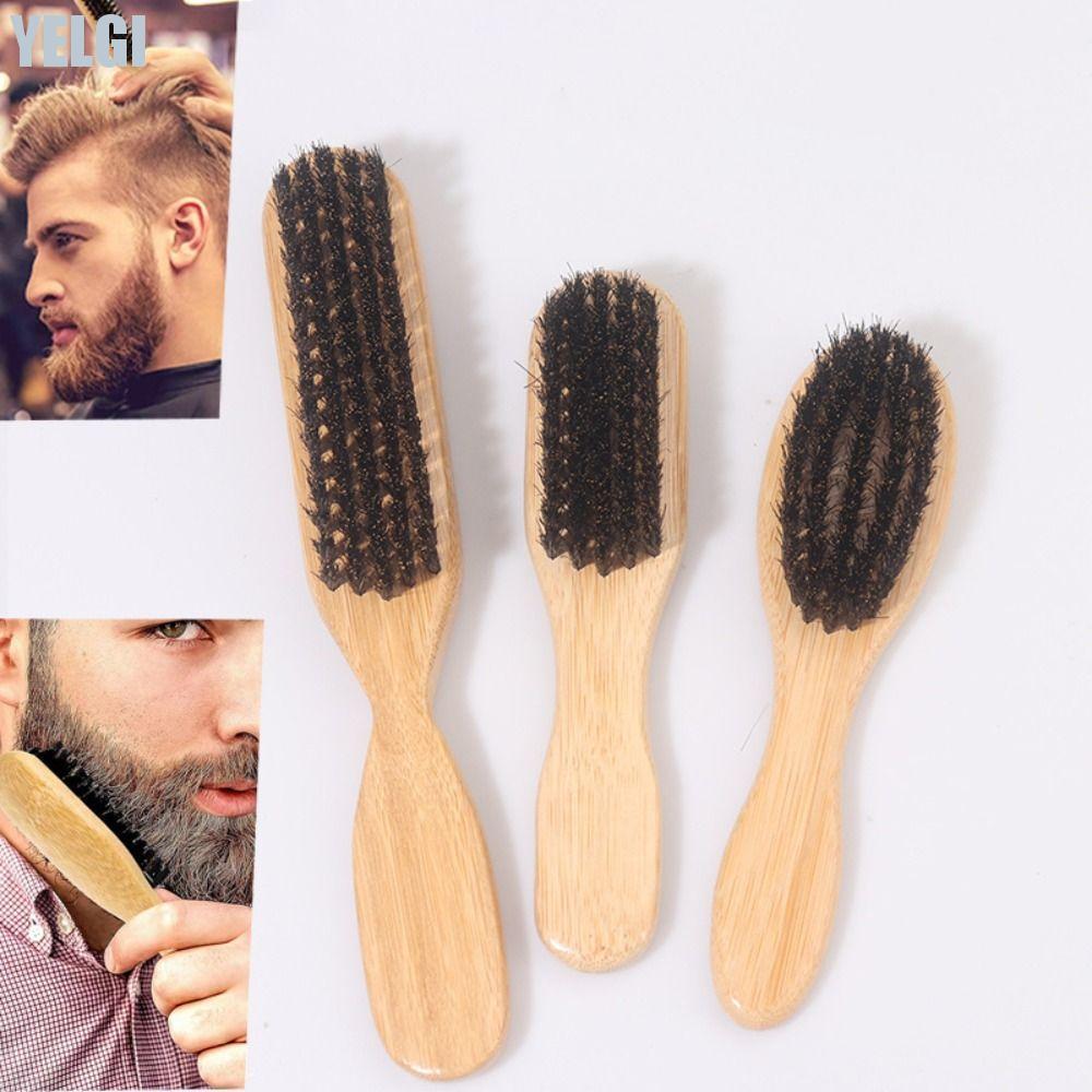 YELGI Slick Back Hair Brush, Backcombing Design Wood Boar Bristle Hair Brush, Smooth Teasing Functio