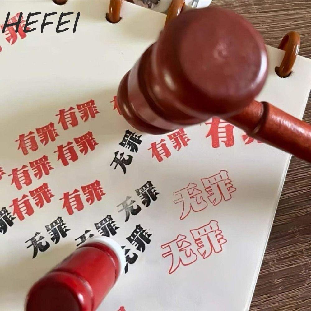 HEFEI Judge Stamp Hammer, Inkpad Đồ chơi di động Búa gỗ, Thẩm phán Trang phục Phụ kiện Dụng cụ gỗ Re