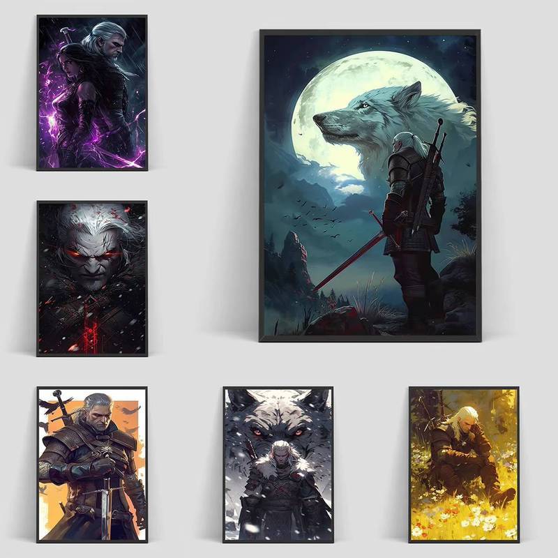 The Witcher Game Series Tranh Canvas - Epic Fantasy RPG Game Poster Art Home Wall Decor Canvas Poste