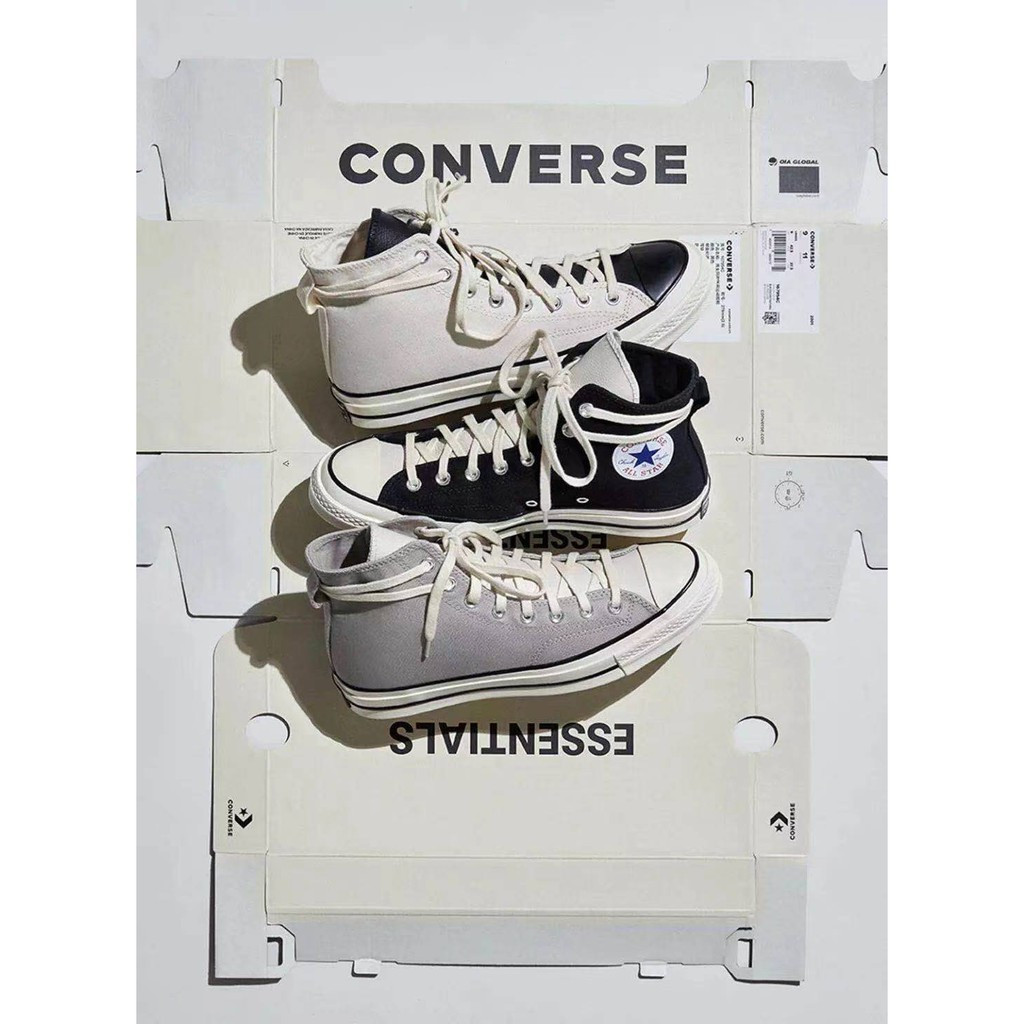 Converse Original Fear of God Chuck70 X FOG Authentic Đen Trắng Xám Giày Vải Dây Giày Sneaker Cao Cấ
