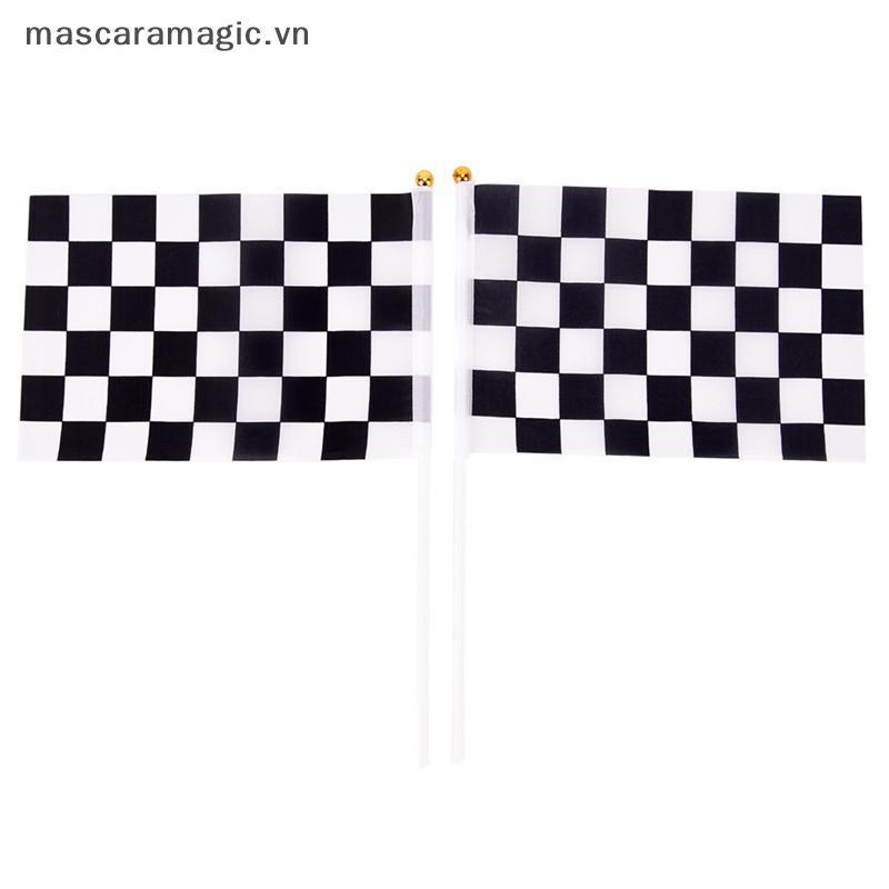 MCVN 5x Bla And White Flag Cheered Racing Banner Cờ Polyester Cờ tín hiệu tay.