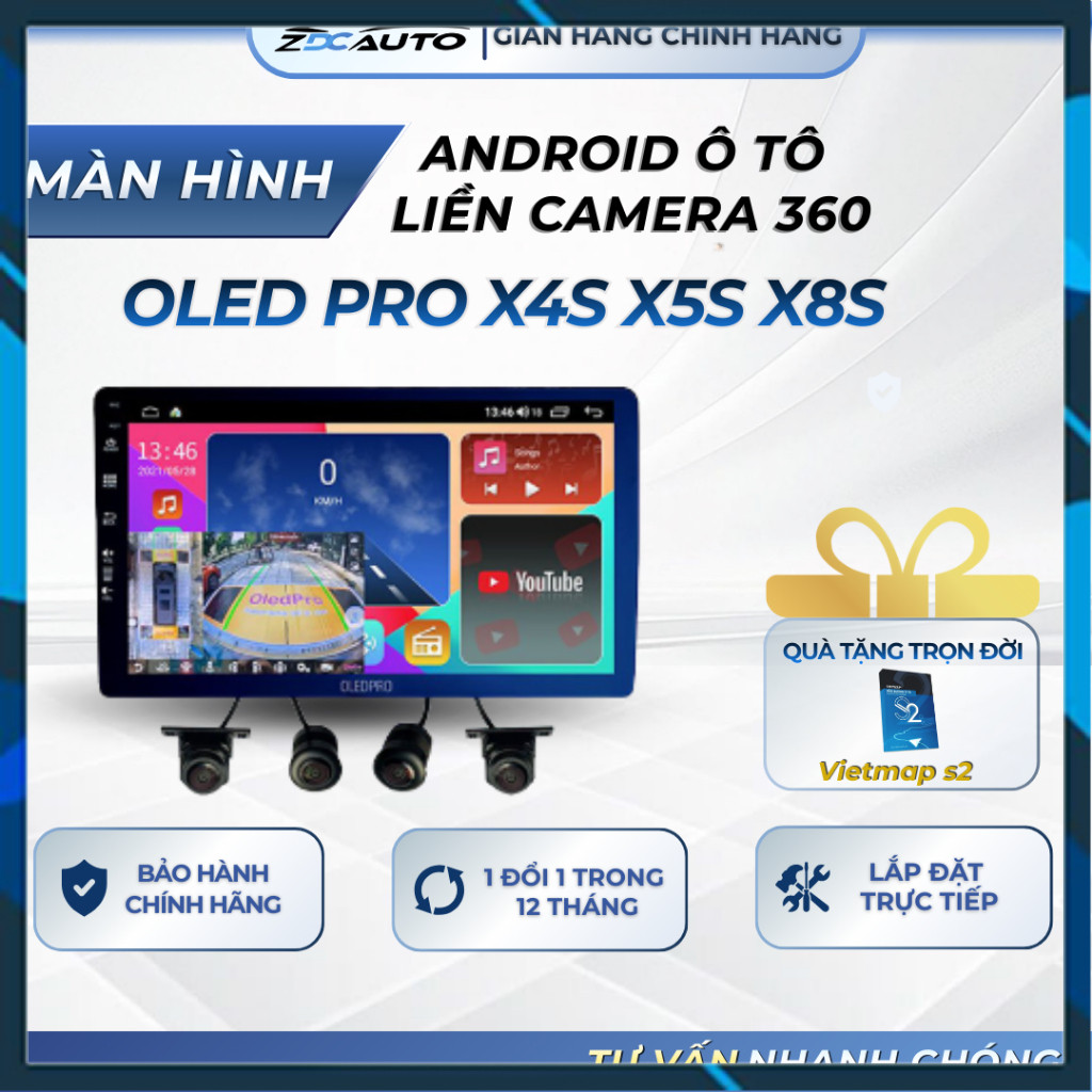 [Hàng mới về] Màn hình Ô Tô DVD Android Oled Pro X4S X5S X8S Liền Camera 360| TẶNG VIETMAP S2 TRỌN Đ