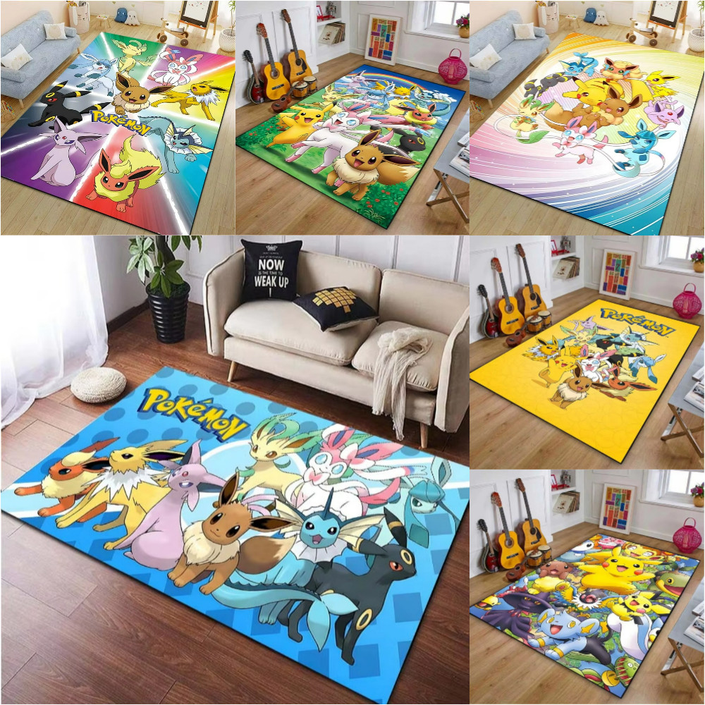 Pokemon Eevee Evolutions Họa Tiết Thảm Cho Phòng Khách Trang Trí Phòng Ngủ Giải Trí Khu Mềm Thảm Đầu