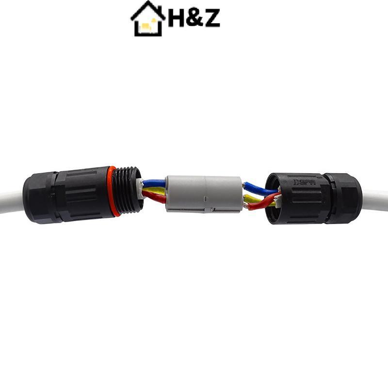 H & Z 2 Cái IP68 2Pin Đầu nối thẳng chống nước Đầu nối cáp dây điện Cắm ngoài trời Soet Terminal Blo