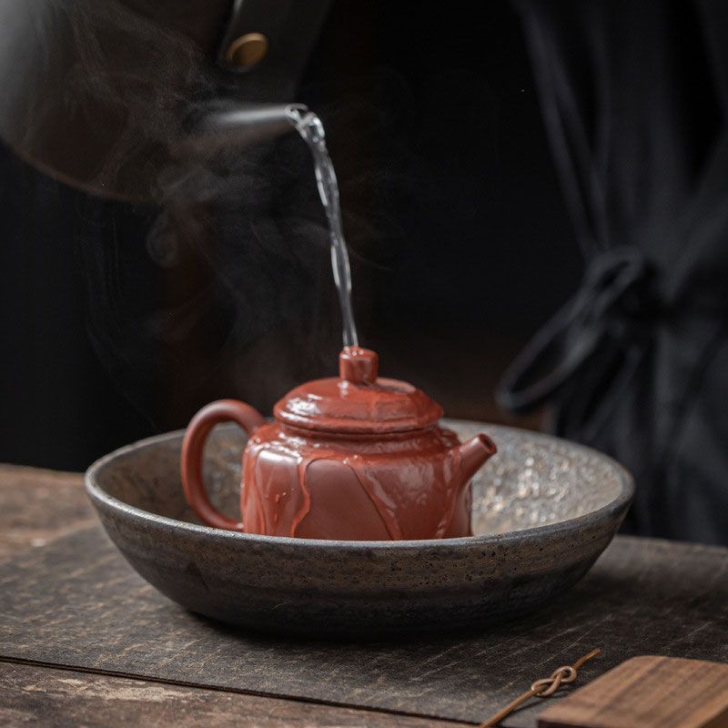 Gốm thô ấm đựng trà gốm đựng đĩa lưu trữ nước ấm cát tím đáy ấm Zen ấm đệm khay trà