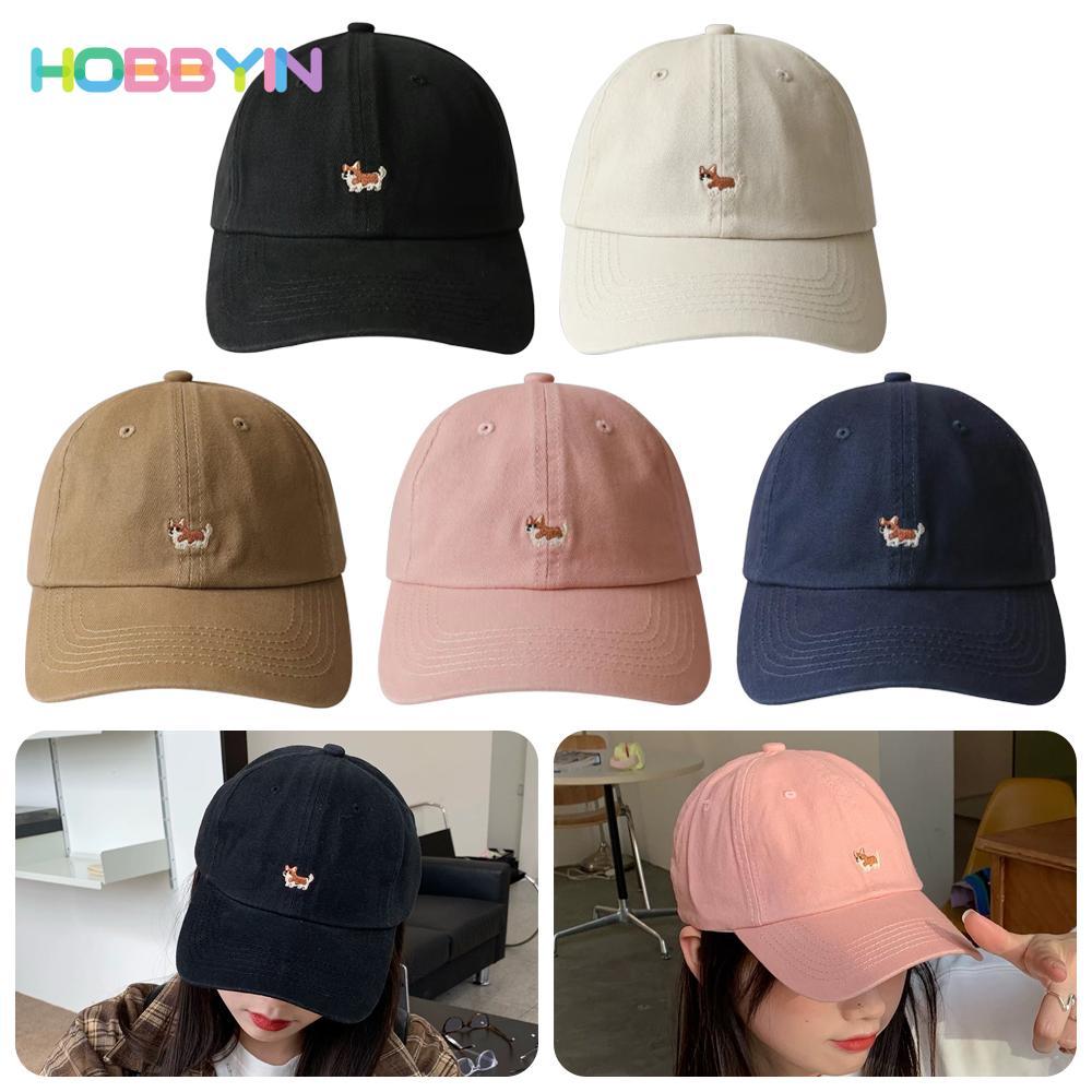 Mũ chống nắng Hobb Yin unisex có thể điều chỉnh, thoáng khí và bảo vệ UV với hình mặt chó thêu