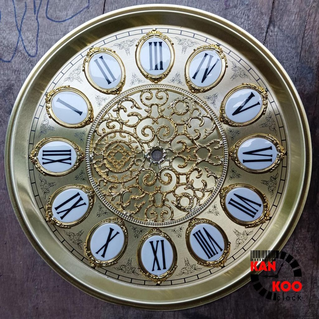 Mặt nhôm lắp đồng hồ tủ đứng-đồng hồ gỗ lũa đường kính 27.5cm (mặt ngọċ) số nổi kiểu La Mã