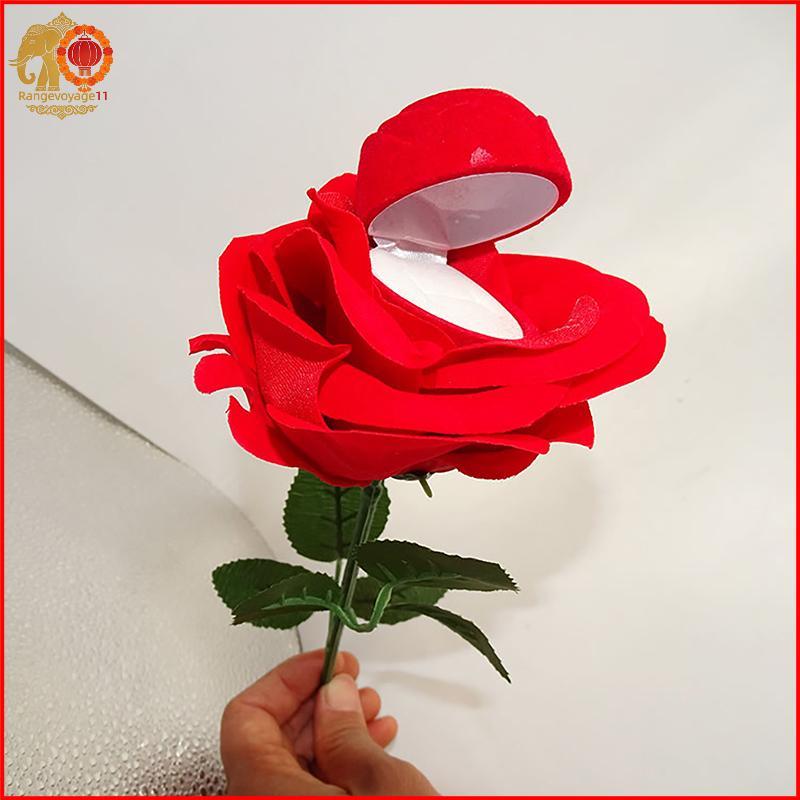 [RG1] Hộp trưng bày nhẫn hoa hồng độc đáo Hộp đựng nhẫn đính hôn hoa Hộp đựng nhẫn thả [th]