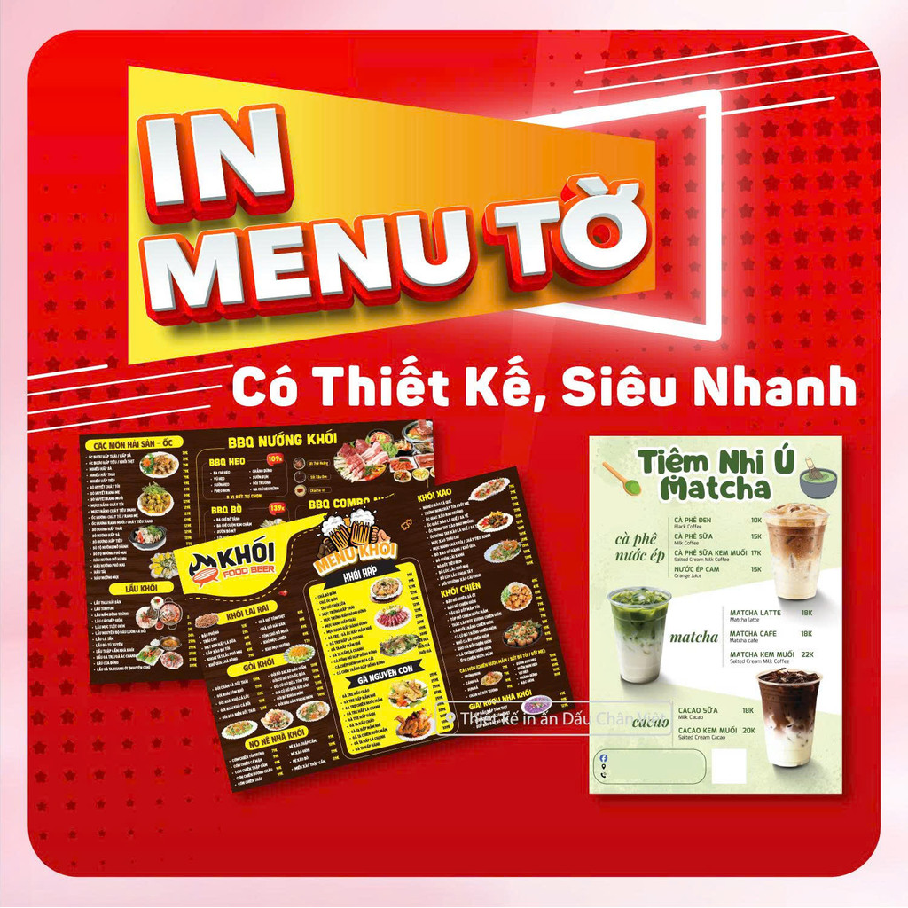 In Menu Formex 5 Li Dày Dặn, Menu ép plastic, Menu nhựa PVC A3, A4 Chống Nước, thiết kế theo yêu cầu