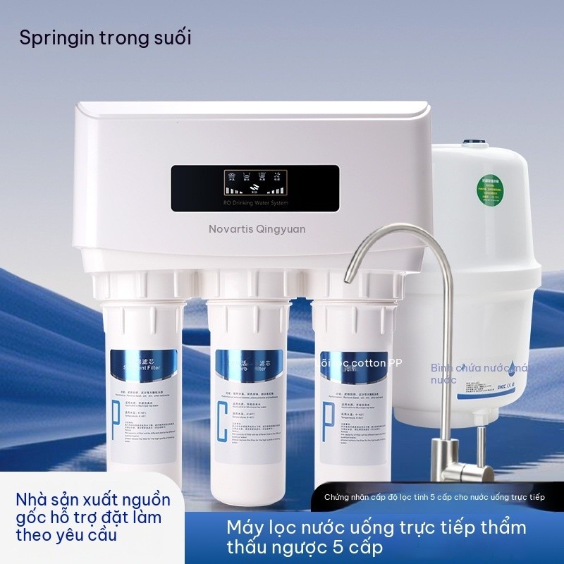 Máy lọc nước uống trực tiếp RO 75G năm cấp, máy lọc nước gia dụng, bơm áp lực, bình chứa nước.