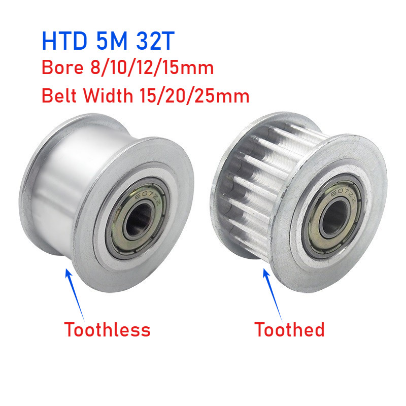 1 Chiếc HTD 5M 32 Răng Idler Bánh Xe Căng Dây Đai Có Hướng Dẫn Vòng Bi, Chiều Rộng 15/20/25mm, Đồng 