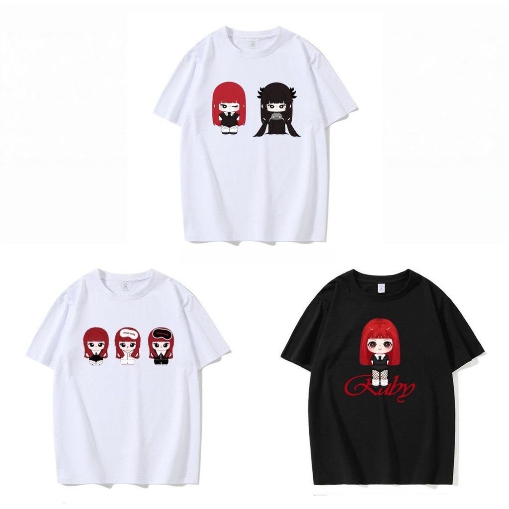 Kpop Jennie Style Cổ Tròn Cotton Áo Sơ Mi Tay Ngắn Unisex