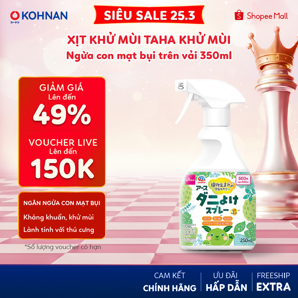 Xịt khử mùi TAHA khử mùi, ngừa con mạt bụi trên vải 350ml