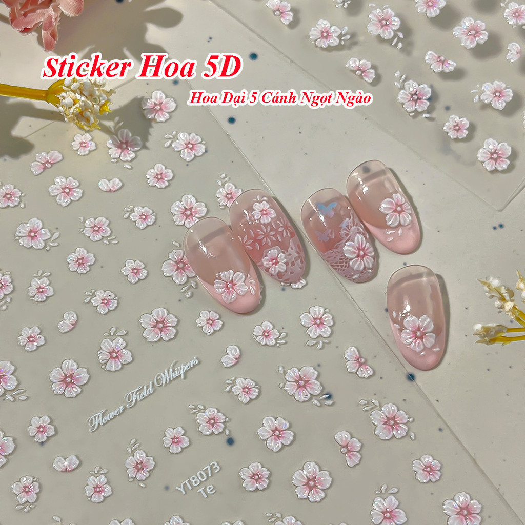 Sticker Hoa 5D-Hoa Dại 5 Cánh Ngọt Ngào | Hình Dán Móng Tay |