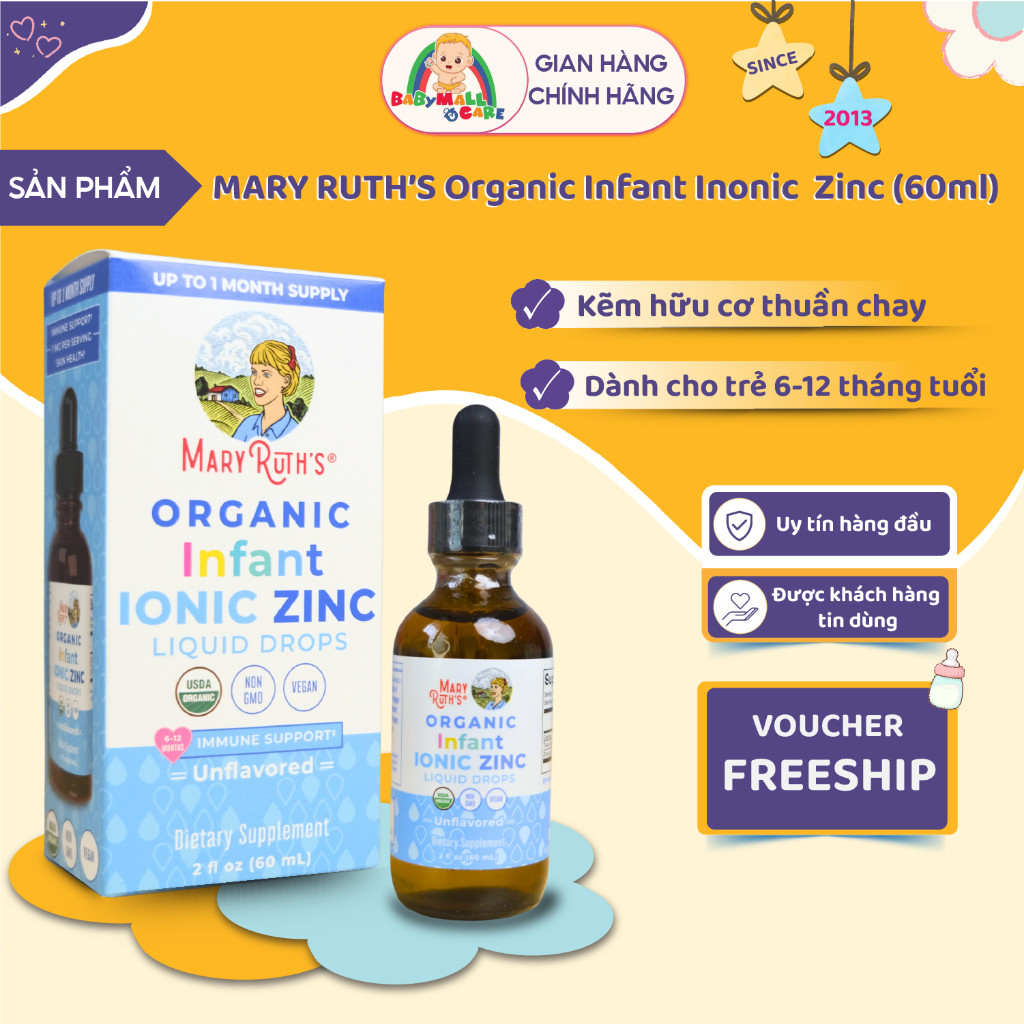 Dung Dịch Nhỏ Giọt Mary Ruth’s Organic Infant Ionic Zinc 60ml Bổ Sung Kẽm Cho Bé |  Babymall & Care