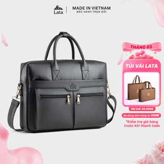 Cặp công sở Lata (Thời trang nam cổ điển đựng vừa laptop 14 inch - Cặp da CA56)