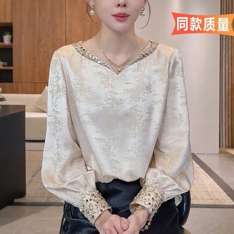 Áo sơ mi dài tay Jacquard phong cách Trung Quốc mới dành cho nữ mùa thu Thiết kế phong cách Trung Qu