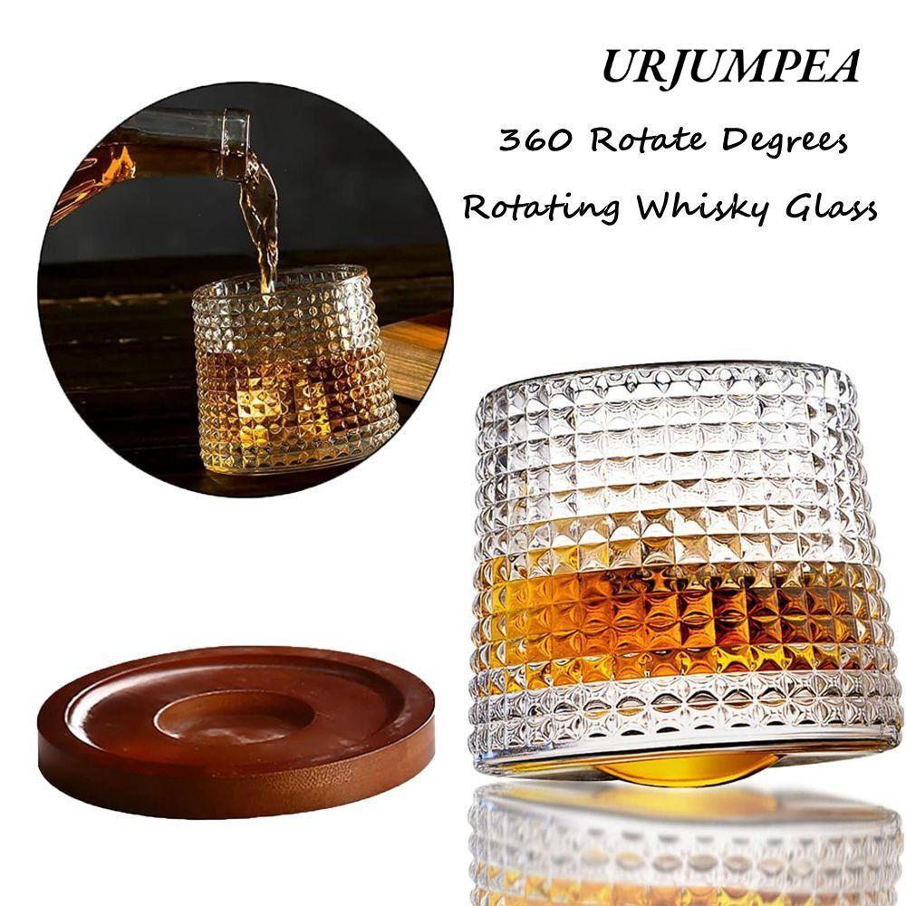Cốc thủy tinh URJUMPEA, có đế xoay 360 thủy tinh Whisky, Crystal Rum Glass Party Drinking Glass Spin