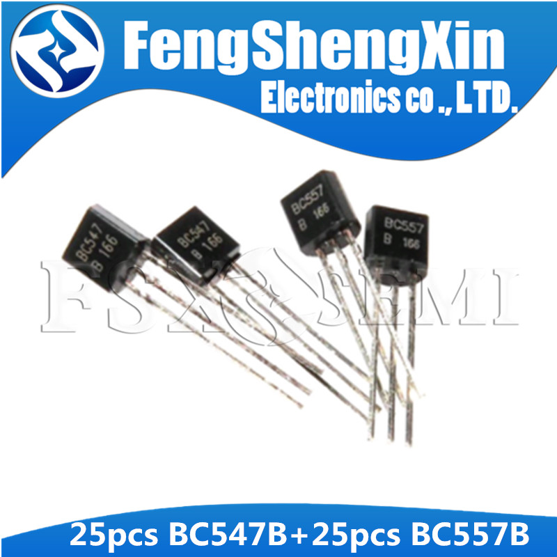 50 Cái / lốc 25 Chiếc BC547 + 25 Chiếc BC557 BC557B BC547B TO-92 Bóng Bán Dẫn