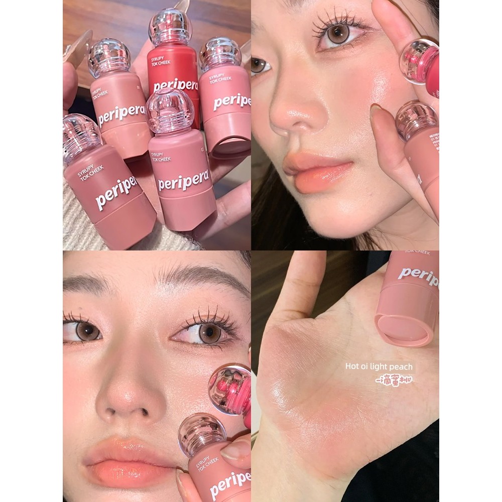 Hàn Quốc Peripera Peripera Liquid Blush Chai Nhỏ Giọt Đào 03 Son Cheek Kép Nước Bóng Cao Bóng