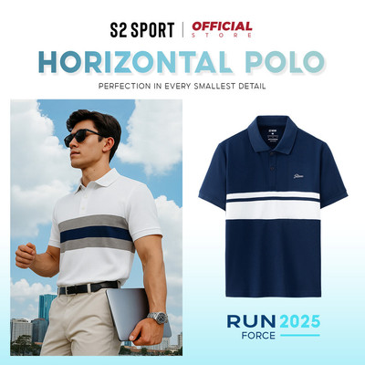 Áo polo nam S2 SPORT cổ bẻ kẻ ngang, dáng SLIMFIT thể thao ôm nhẹ, trẻ trung, năng động - SPL15