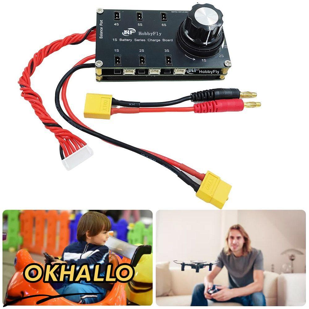 Bảng sạc cân bằng OKHALLO, Bảng cân bằng pin LIPO 6 cổng 1S, Tấm chuyển đổi nhựa đầu vào XT60 chất l