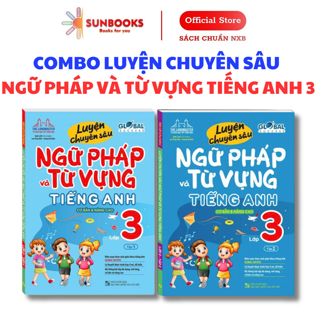 Sách - Combo 2 cuốn GLOBAL SUCCESS Luyện chuyên sâu ngữ pháp và từ vựng tiếng anh lớp 3(tập 1+2)