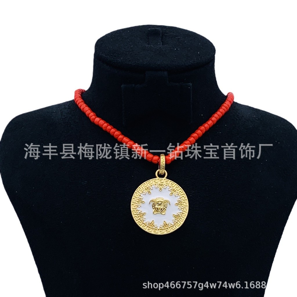 Vòng Cổ Mặt Dây Chuyền Cổ Điển Đầu Medusa Retro / Fanjia Men Epoxy F Nhà Đĩa Tròn Nữ Vòng Cổ QURC