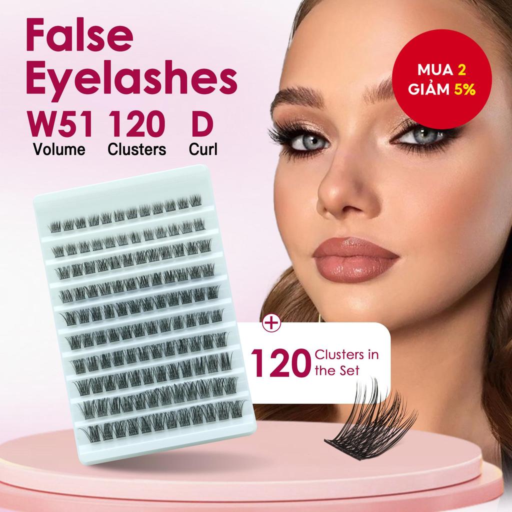 Cụm mi giả W51 phân đoạn, phù hợp cho mọi loại tiệc, 10 hàng.