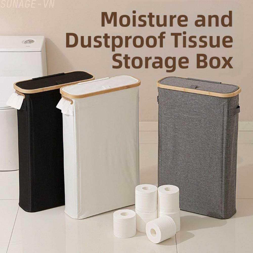 【SUNAGE】Foldable Storage Basket with Lid Large Capacity Tissue Organizer for Living Room【HOT Fashion