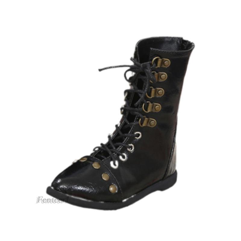 1 / 3 BJD Giày Búp Bê Boot PU Cap Toe Boot Trang Phục Đen Cổ Điển Hiệp Sĩ Đi Giày