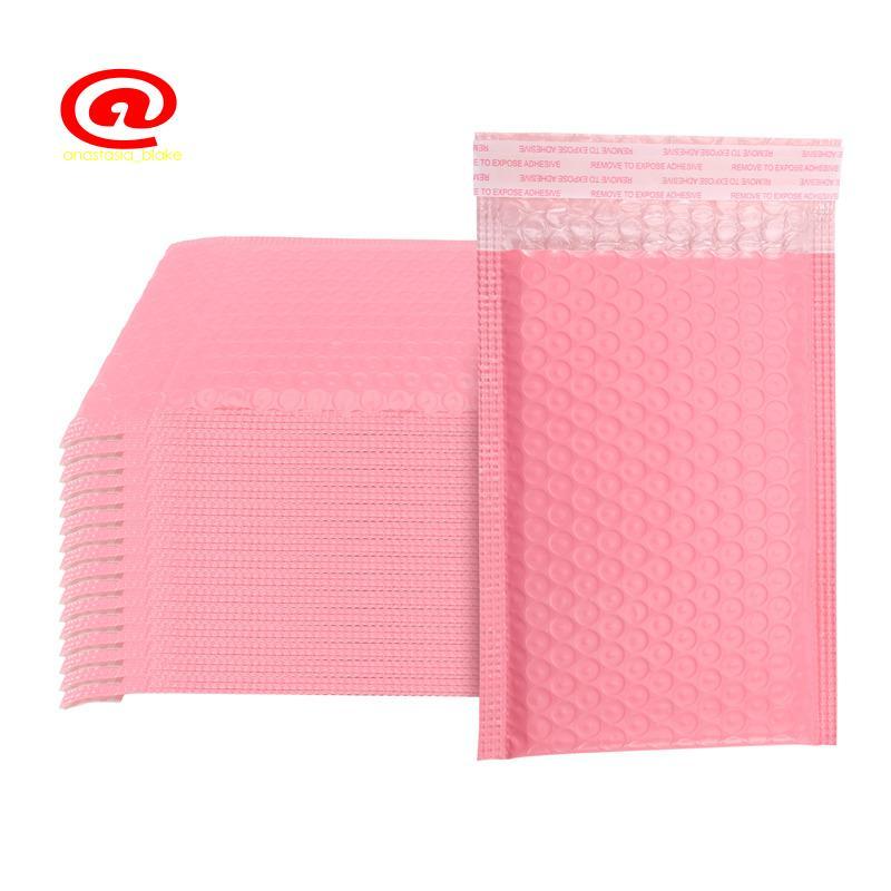 Bộ 50 Túi Phong Bì Bọt Tự Niêm Phong Thư Có Đệm Bao Da Với Bong Bóng Túi Gửi Thư Gói Túi Màu Hồng
