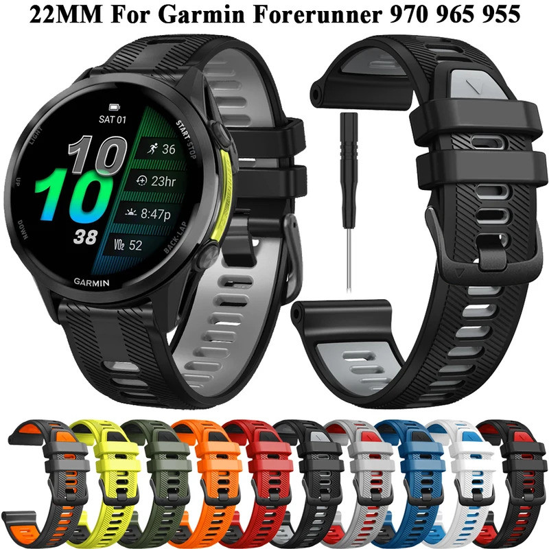 Dây Đeo Tương Thích Với Garmin Forerunner 970 965 955 Thay Thế 22MM Dây Đeo Tay Silicon Phụ Kiện Cho