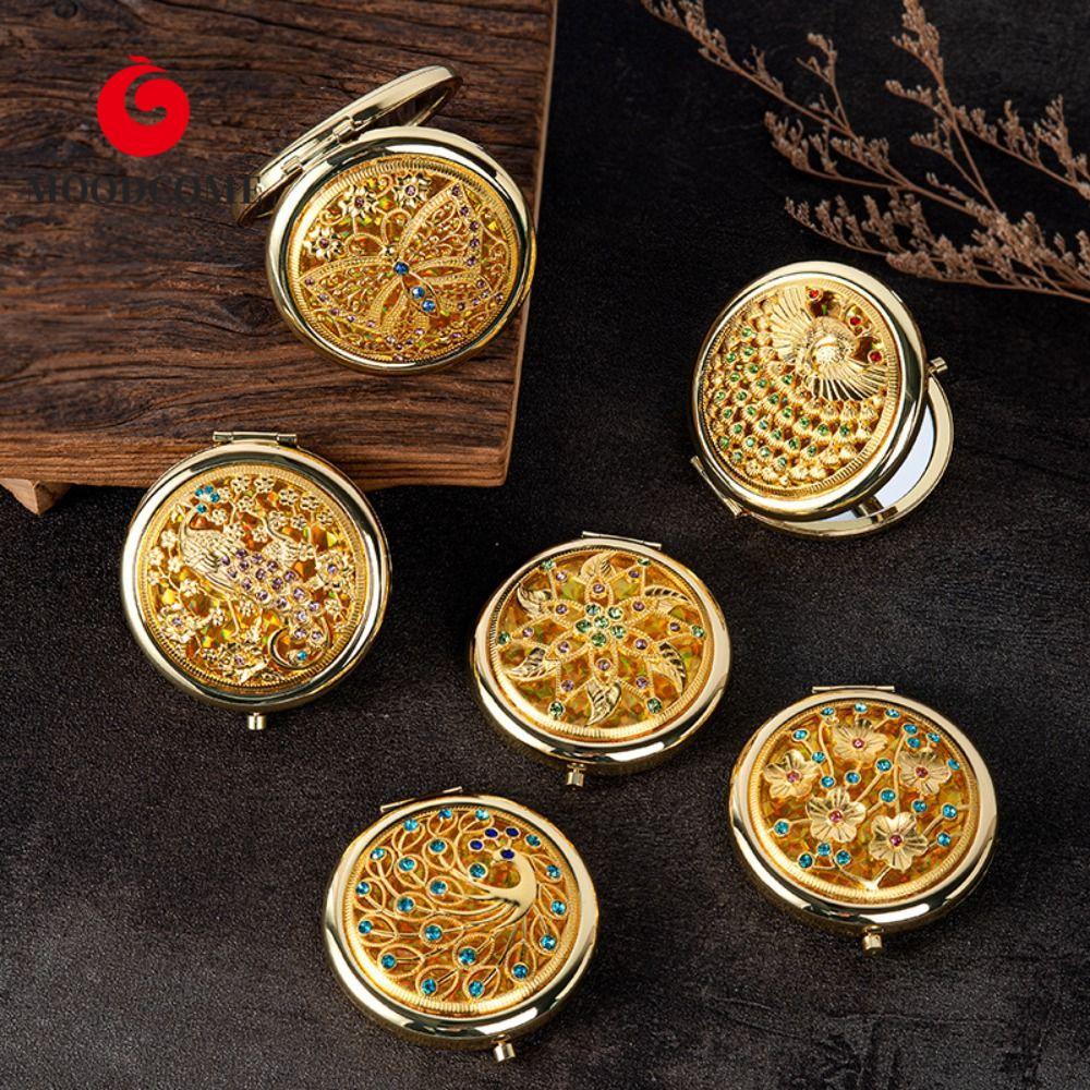 MOODCOME Gương tinh tế, Gương di động Gliter bằng kim loại, Gương làm đẹp Gương bỏ túi hai mặt thanh