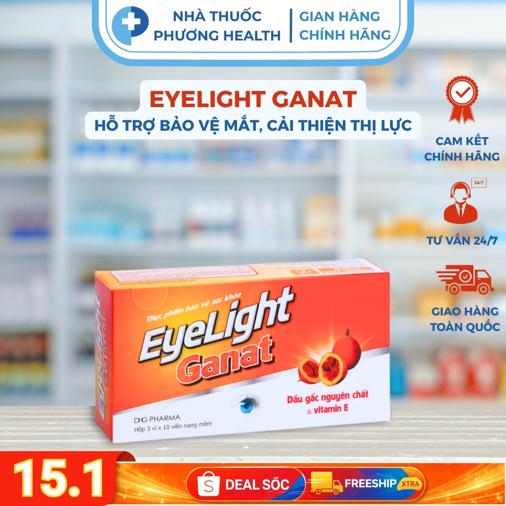 EYELIGHT GANAT - HỖ TRỢ BẢO VỆ MẮT, CẢI THIỆN THỊ LỰC| HỘP 30 VIÊN